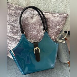 *Beijo* Teal Blue Patent Handbag  EUC